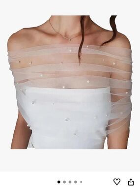 Sheer Pearl-Embellished Off-Shoulder Bridal Wrap